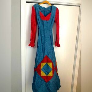 Colorful Handmade Patchwork Long Sleeve Dress